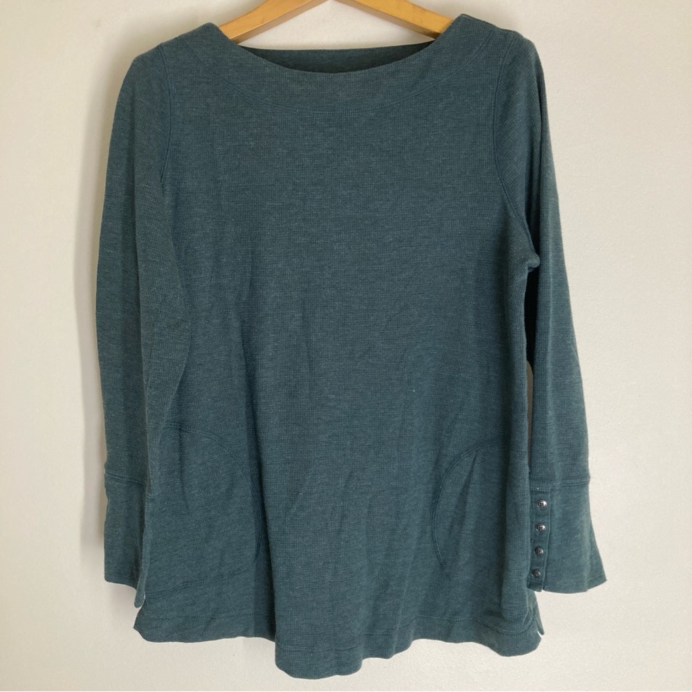 J. Jill Women's Teal Long Sleeve Thermal Top with Pockets Size Medium